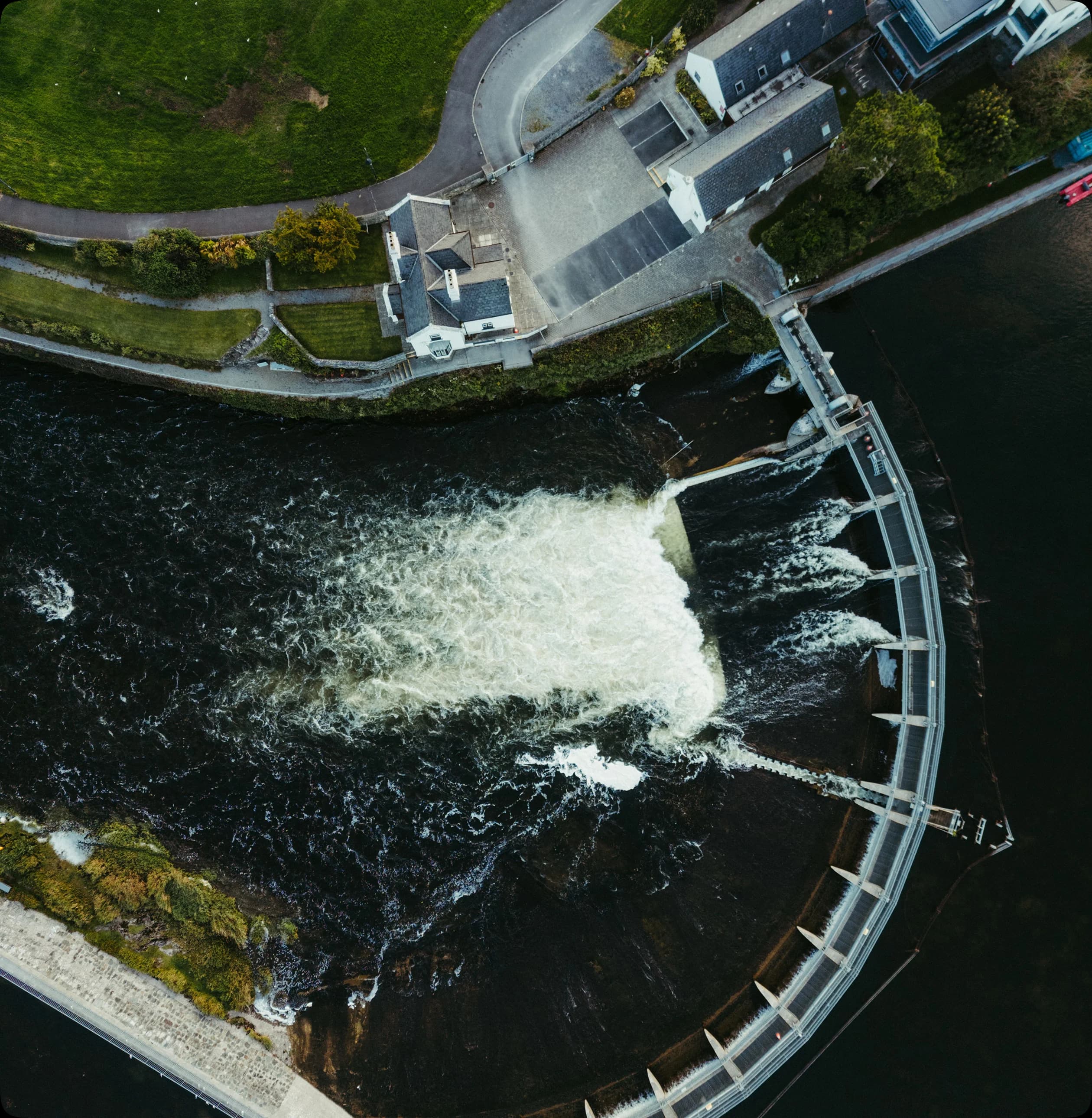 Aerial view of a hydroelectric dam