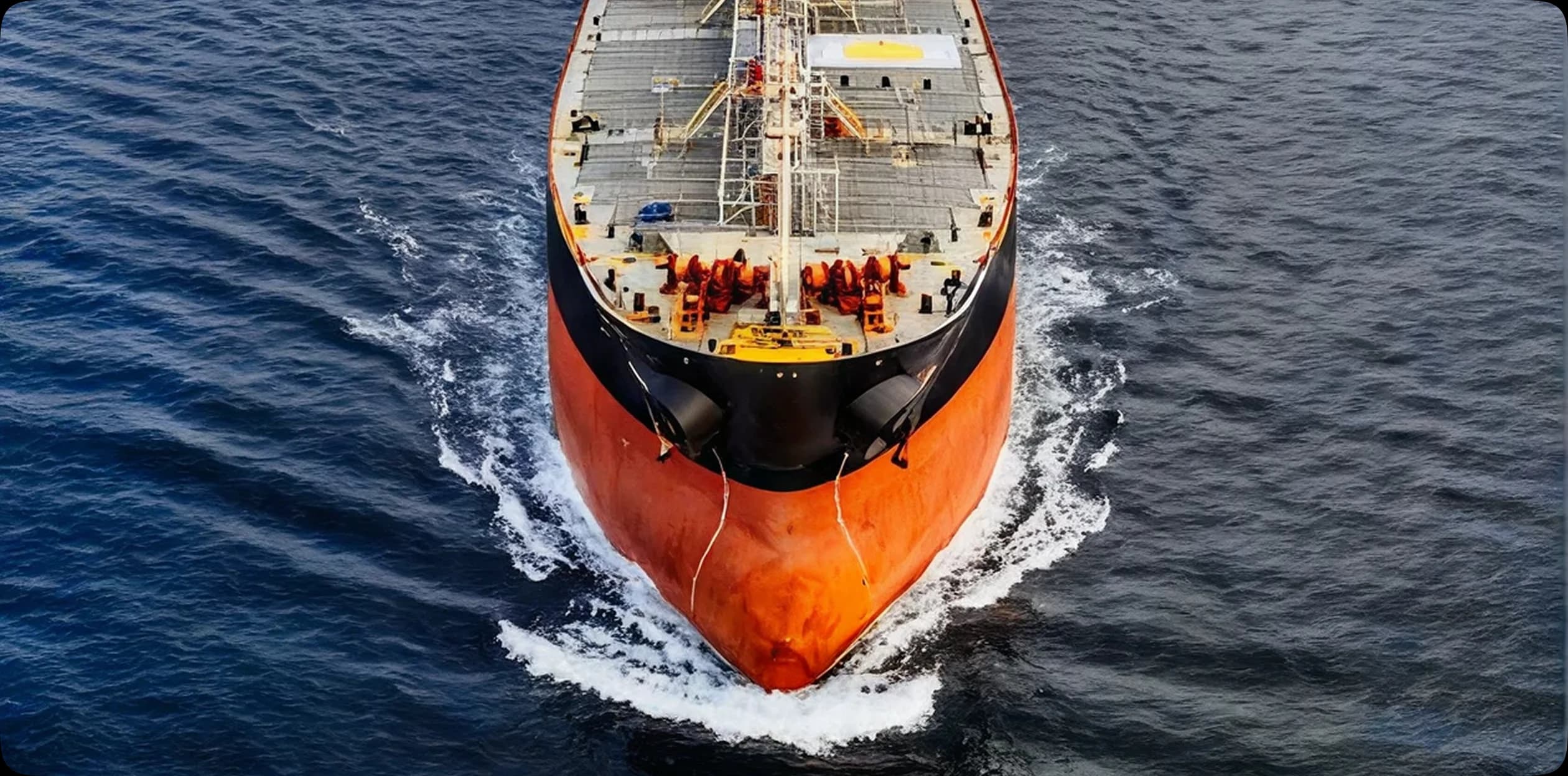 Ship bow moving through open water